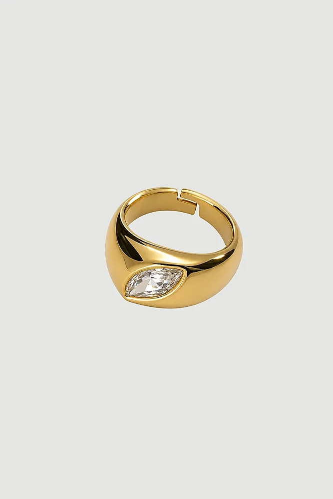 Baklava Taşlı Zirkon Yüzük - Gold Gold