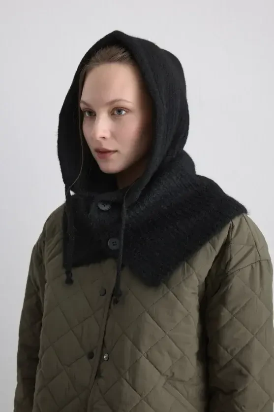 Balaclava Wool Knit Hat - Black - Gusto