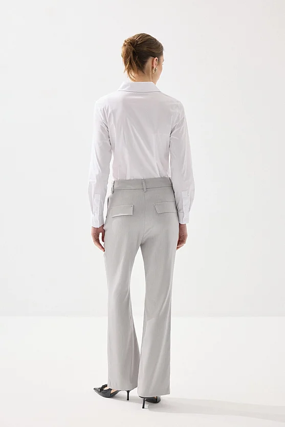 Balıksırtı Palazzo Pantolon - Gri - Gusto