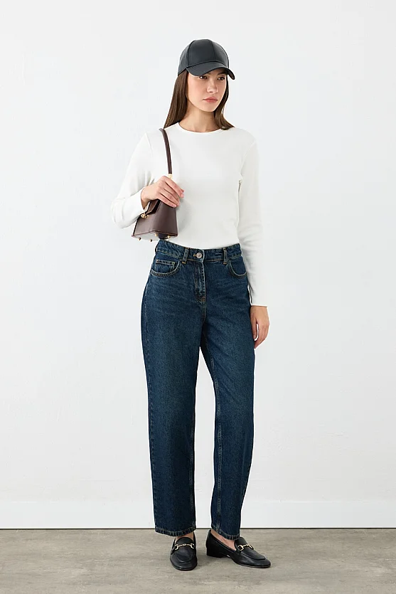 Balon Fit Denim Pantolon - Lacivert - Gusto