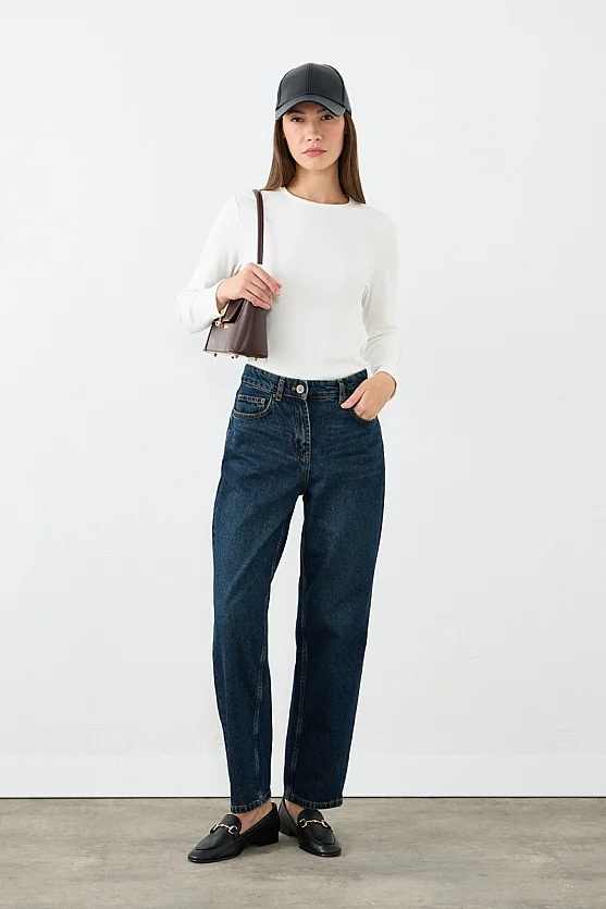 Balon Fit Denim Pantolon - Lacivert - Gusto