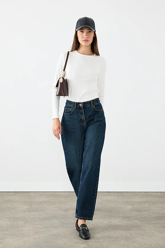 Balon Fit Denim Pantolon - Lacivert - Gusto