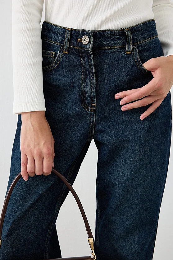 Balon Fit Denim Pantolon - Lacivert - Gusto