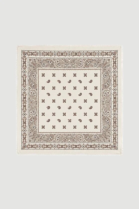Bandana Desenli Şal - Ekru - 2