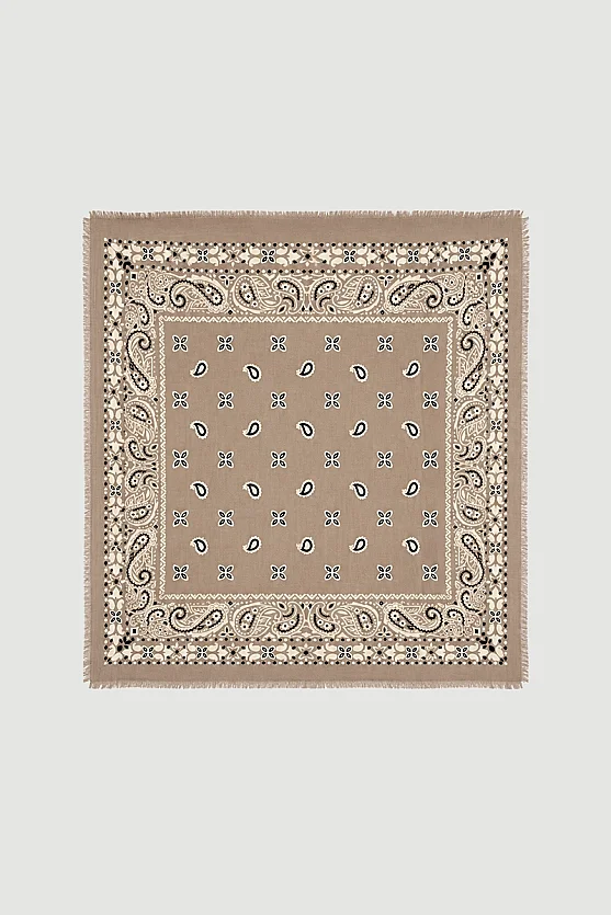 Bandana Desenli Şal - Vizon - 2