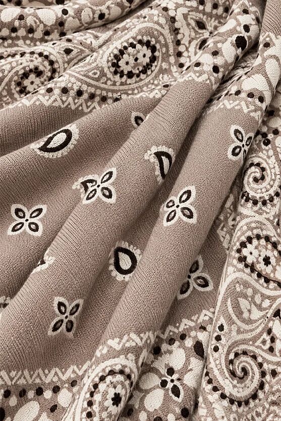 Bandana Desenli Şal - Vizon - 3