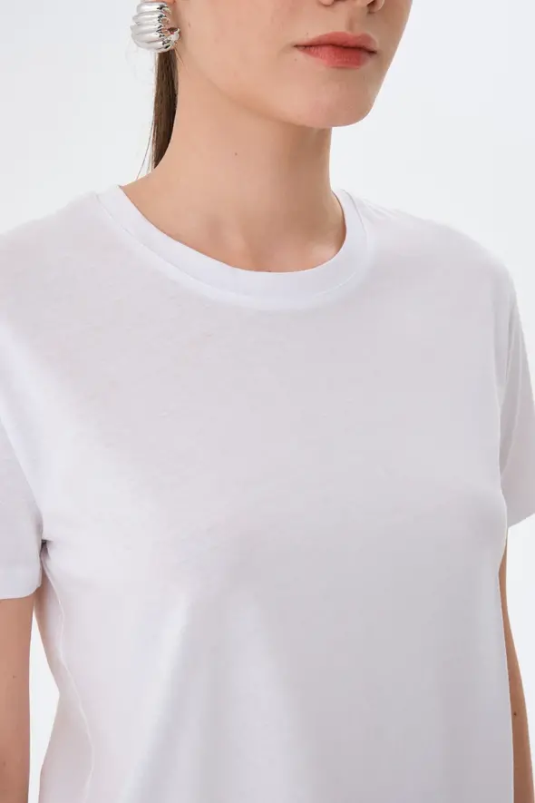 Basic Tshirt - Beyaz - 4