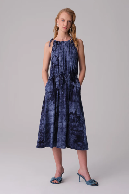 Batik Desen Elbise - Lacivert Lacivert