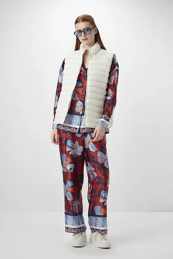 Beli Lastikli Desenli Pantolon - Kiremit - 3