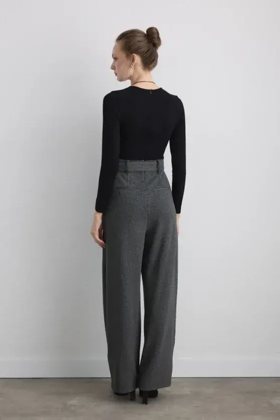 Viscose Jumpsuit with Belted Waist - Black - 5