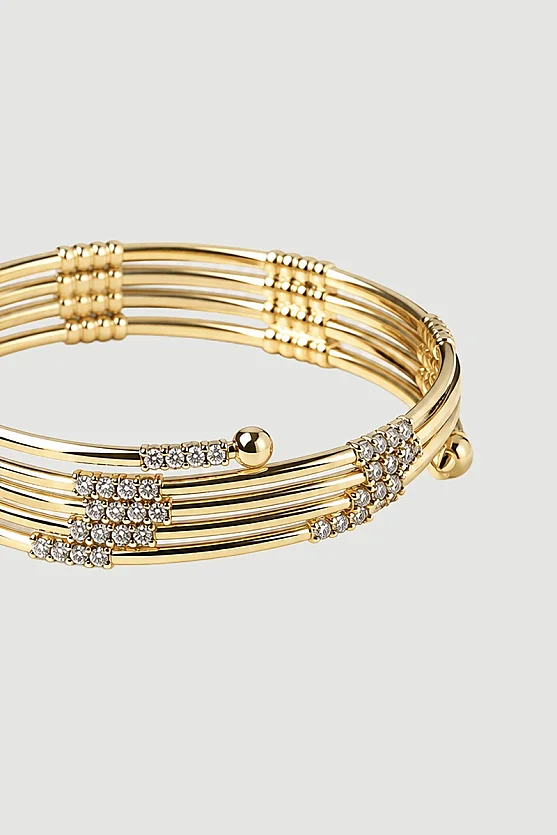 Beş Şıralı Sarmal Bileklik - Gold - 2