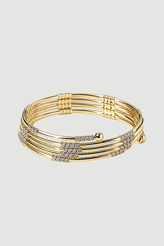 Beş Şıralı Sarmal Bileklik - Gold - 1