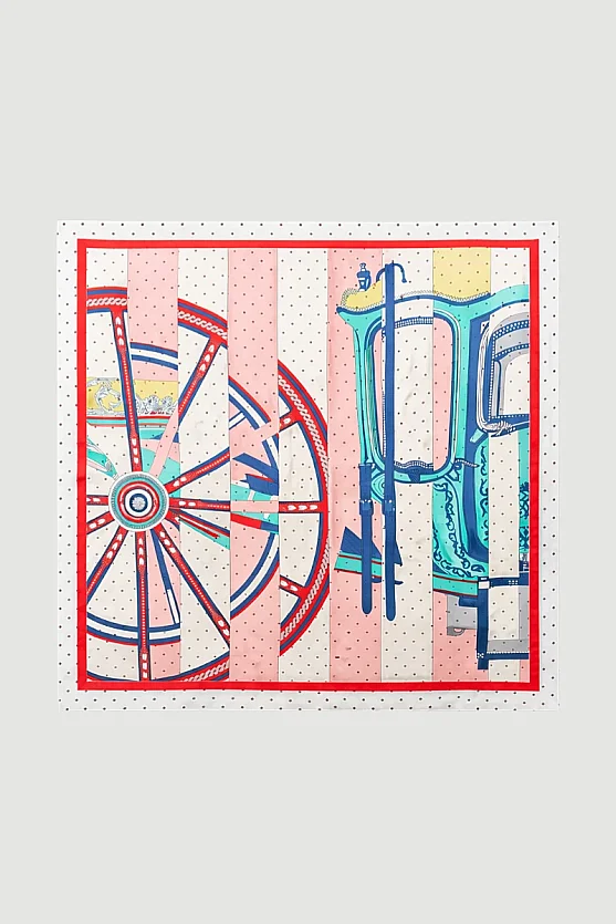 Binicilik Desenli Fular - Pudra - 2