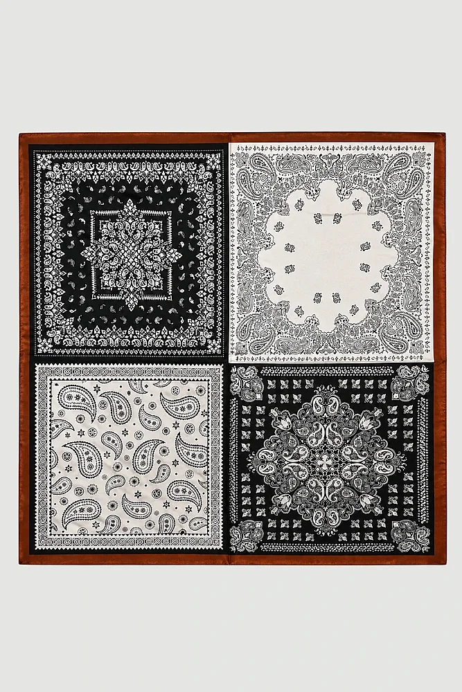Bohem Bandana Desenli Fular - Siyah - Gusto (1)