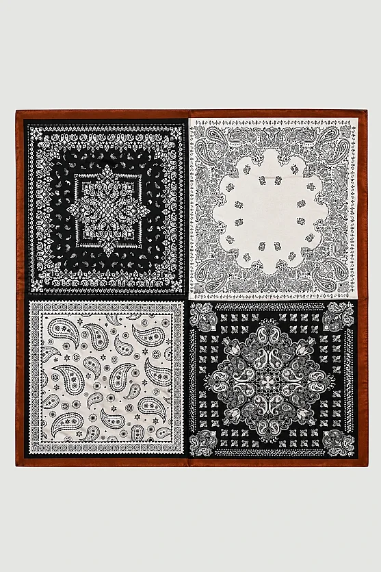 Bohem Bandana Desenli Fular - Siyah - Gusto
