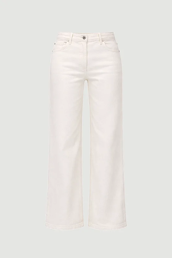 Bol Paça Denim Pantolon - Beyaz - Gusto