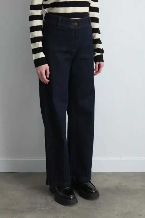 Bol Paça Denim Pantolon - Lacivert - Gusto