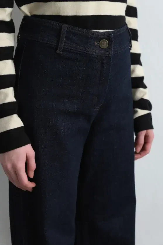 Bol Paça Denim Pantolon - Lacivert - Gusto