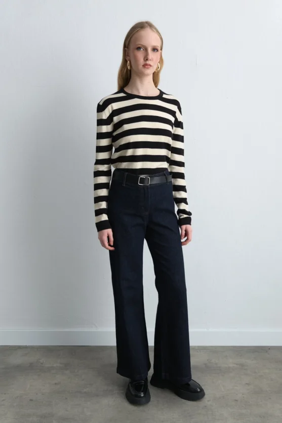 Bol Paça Denim Pantolon - Lacivert - 1