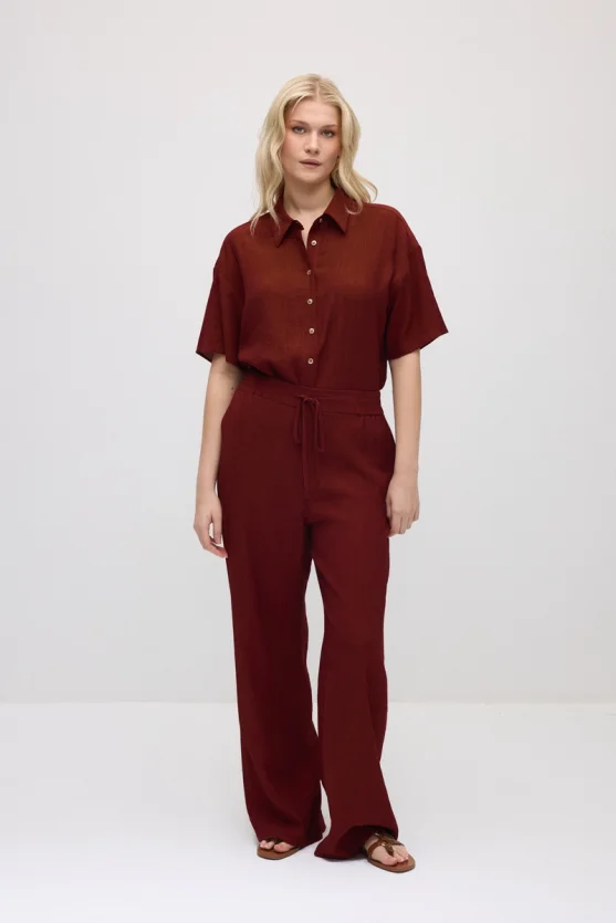 Bol Paça Krinkıl Pantolon - Bordo - Gusto