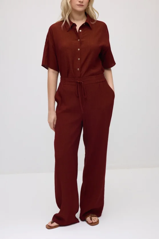 Bol Paça Krinkıl Pantolon - Bordo - Gusto