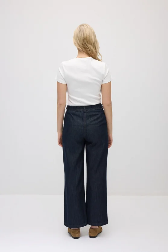 Bol Paça Tencel Denim Pantolon - Lacivert - Gusto