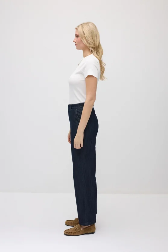 Bol Paça Tencel Denim Pantolon - Lacivert - 5