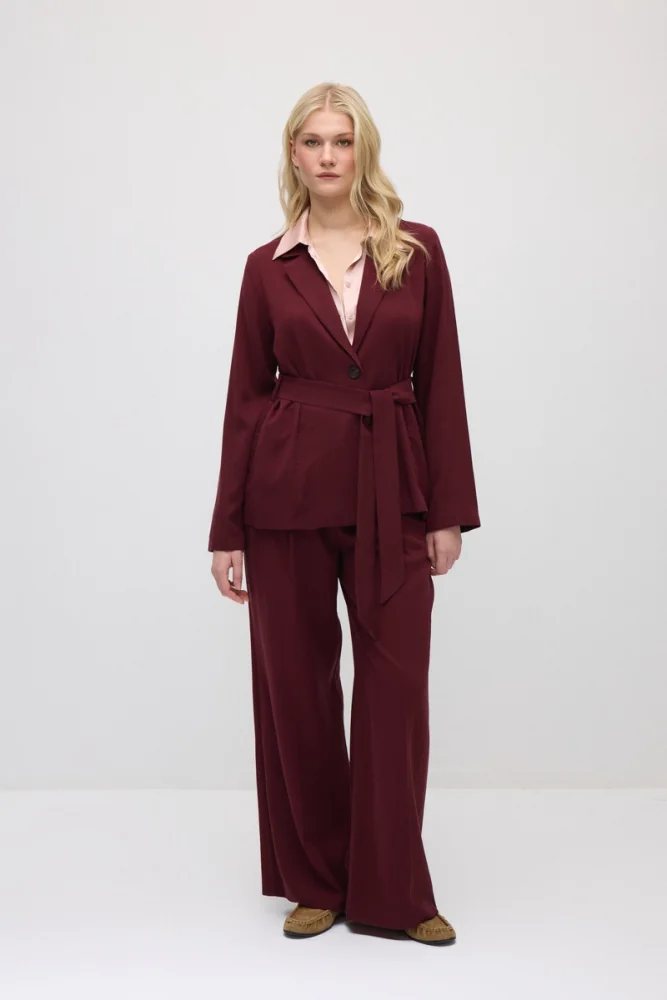 Bol Paça Tencel Pantolon - Bordo Bordo