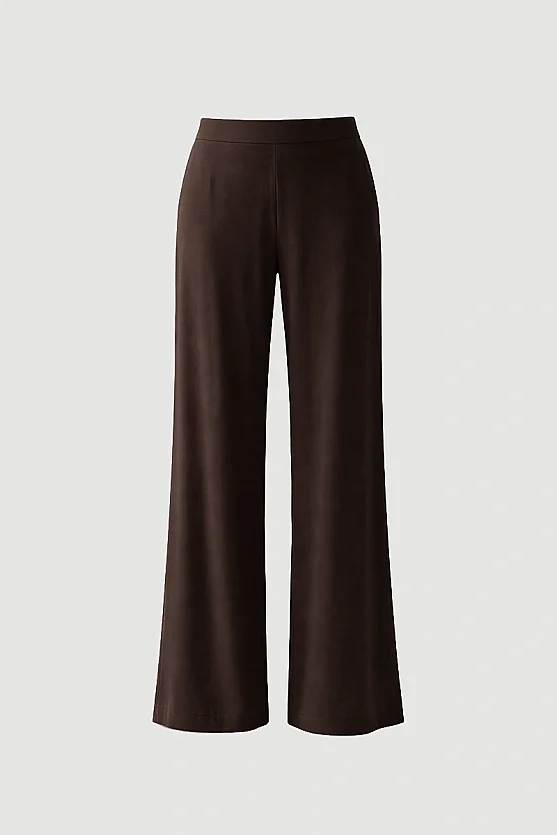Wide Leg Tencel Pants - Brown - 6