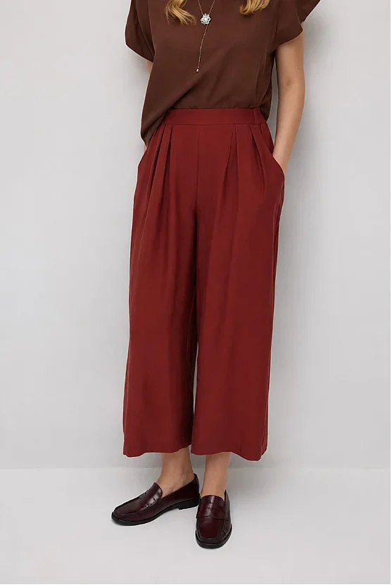 Bol Paça Tencel Pantolon - Kiremit - Gusto