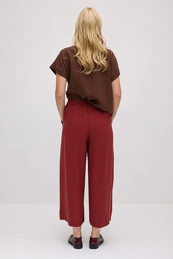 Bol Paça Tencel Pantolon - Kiremit - 4