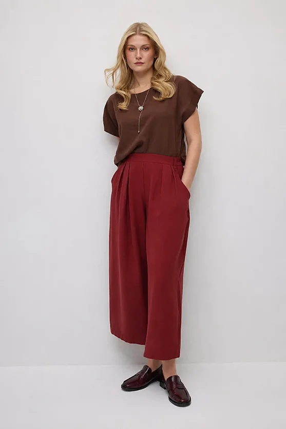 Bol Paça Tencel Pantolon - Kiremit - Gusto
