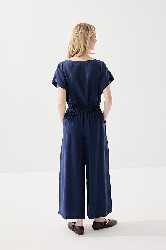 Bol Paça Tencel Pantolon - Lacivert - 4