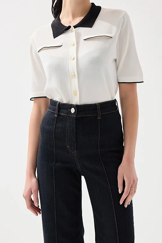 Bol Paçalı Nervür Dikişli Tensel Denim Pantolon - Lacivert - Gusto