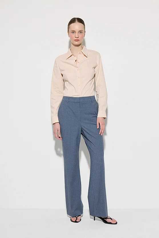 Boru Paça Klasik Kumaş Pantolon - Lacivert - 4