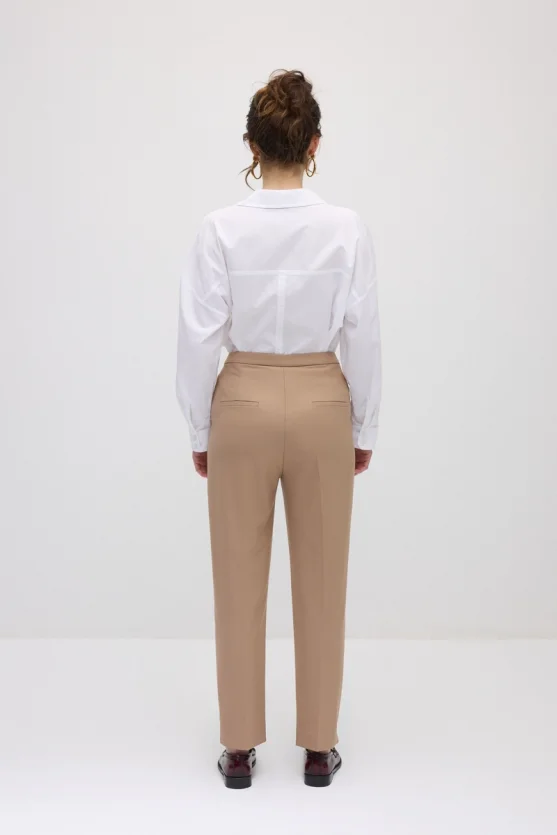 Boru Paça Kumaş Pantolon - Bej - 7