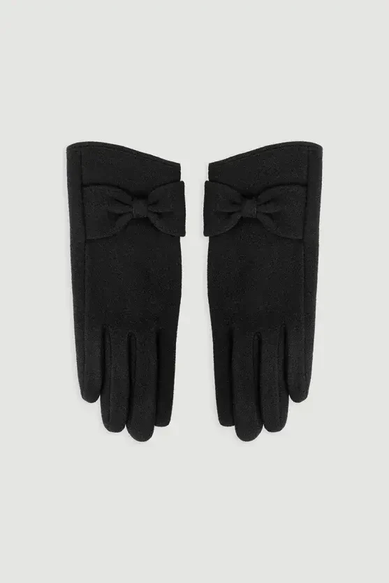 Bow Detail Gloves - Black - Gusto
