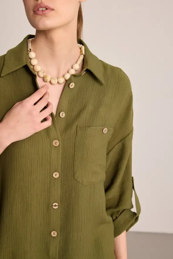 Büyük Top Boncuklu Kolye - Ekru - Gusto