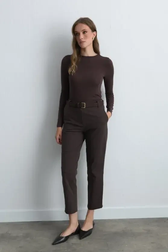 Canvas Mom Pants - Brown - 3