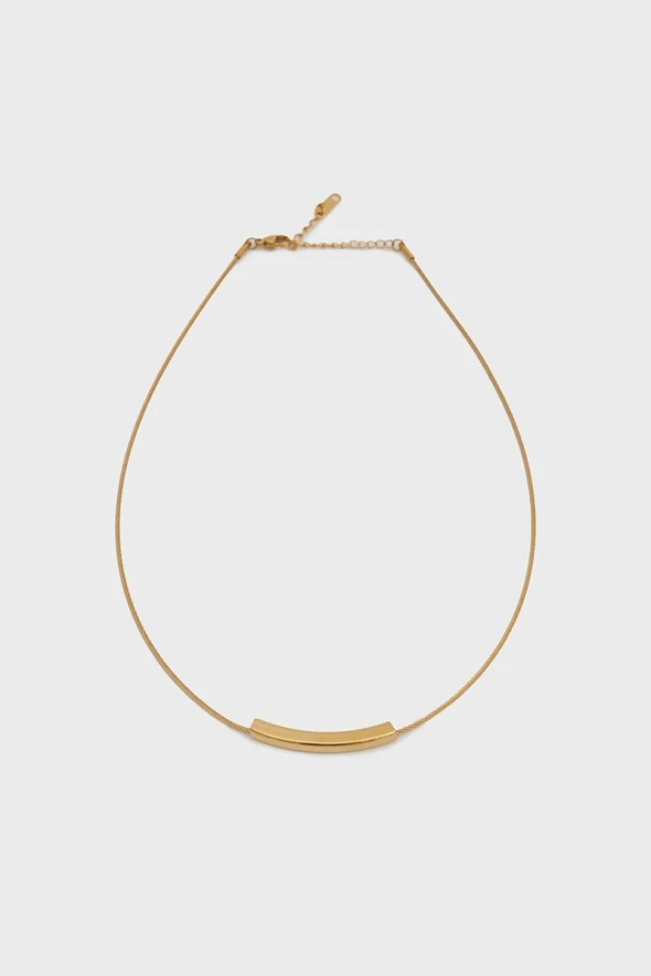 Çelik Choker Kolye - Gold - 1