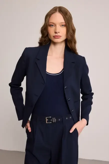Cepli Blazer Ceket - Lacivert - Gusto