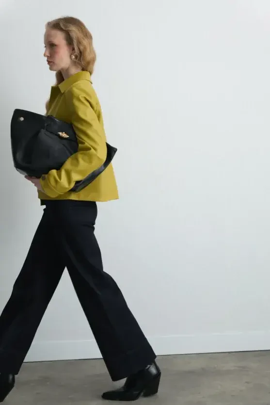 Cepli Suni Deri Ceket - Yeşil - 4