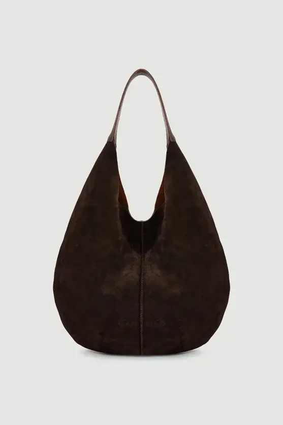 Chunky Suede Tote Bag - Brown - 1