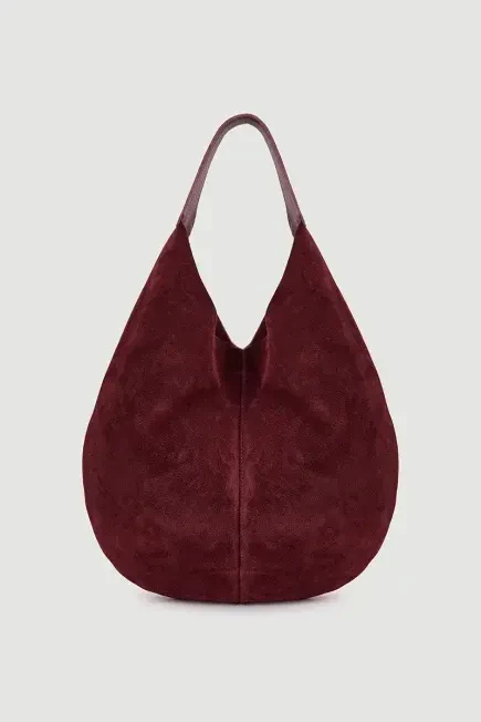 Chunky Suede Tote Bag - Burgundy Burgundy