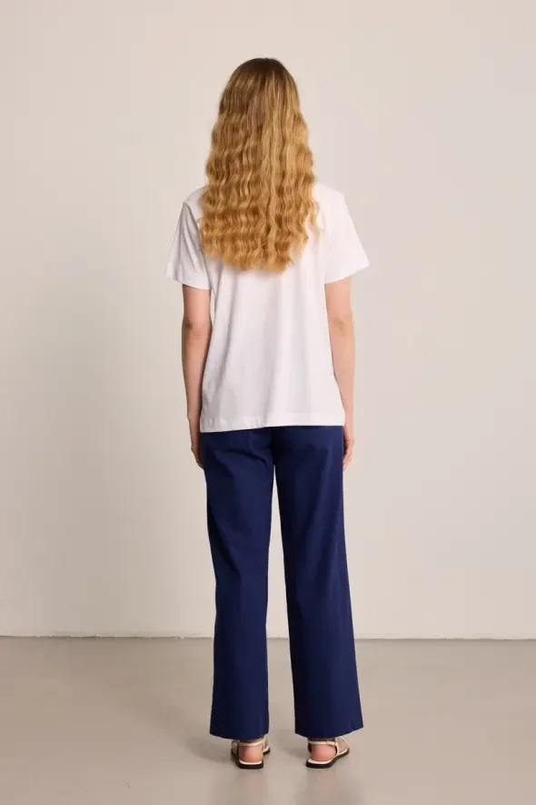 Çiçek Baskılı Pamuk T-Shirt - Beyaz - 6