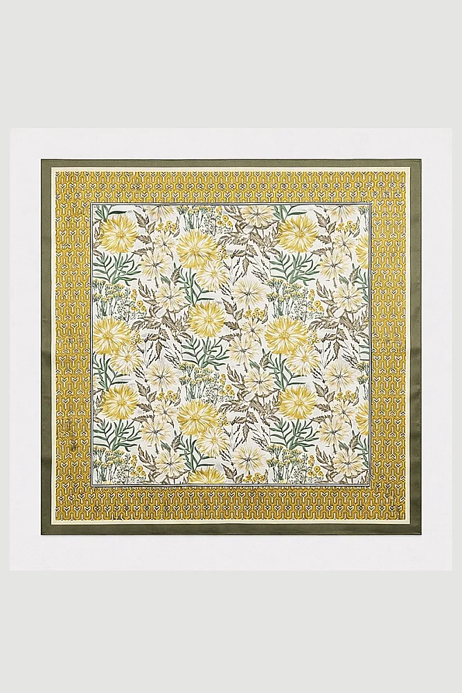 Çiçek Desenli Fular - Yeşil - Gusto (1)