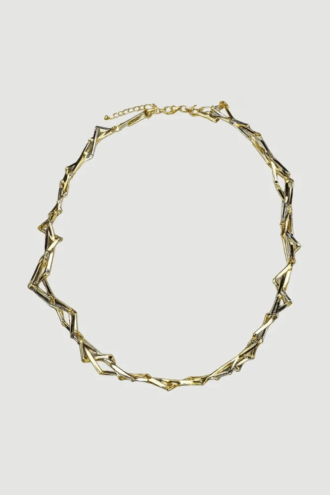 Çift Renkli Tasarım Kolye - Gold Gold