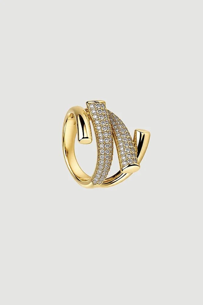 Çift Sıralı Taşlı Yüzük - Gold - Gusto (1)