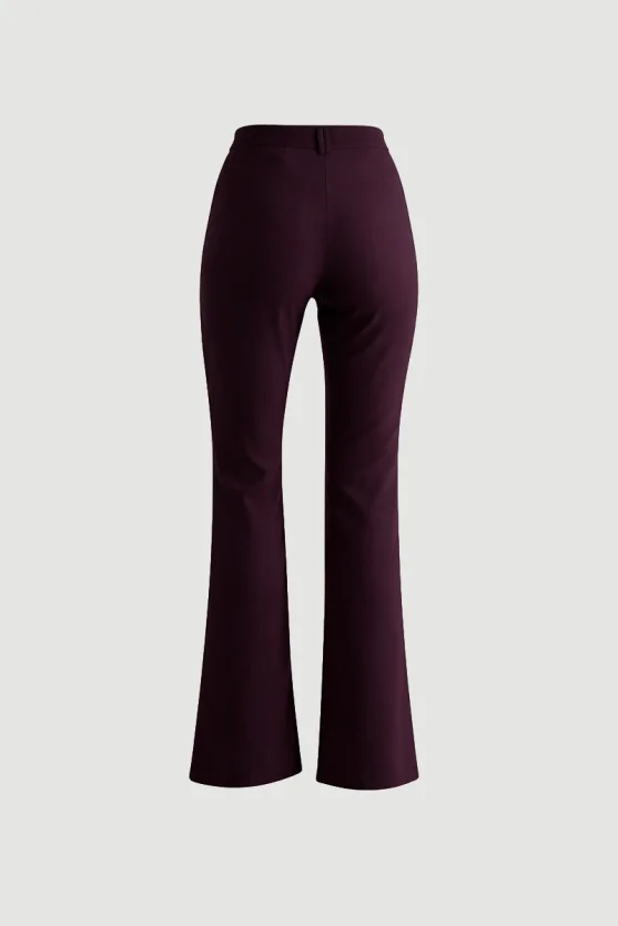 Çizgili Geniş Paça Pantolon - Mürdüm - Gusto