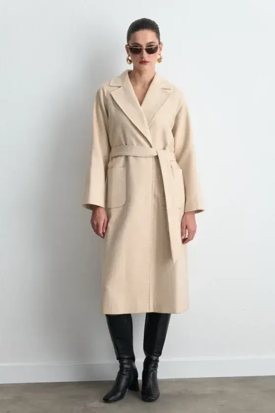 Classic Wool Coat - Beige - 5